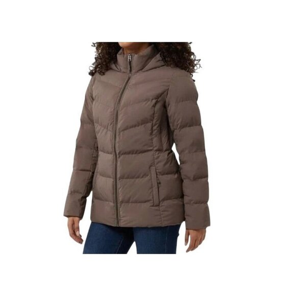 NEW 32 Degrees Heat Womens Puffer Jacket With Hood Large Mauve - Picture 1 of 10